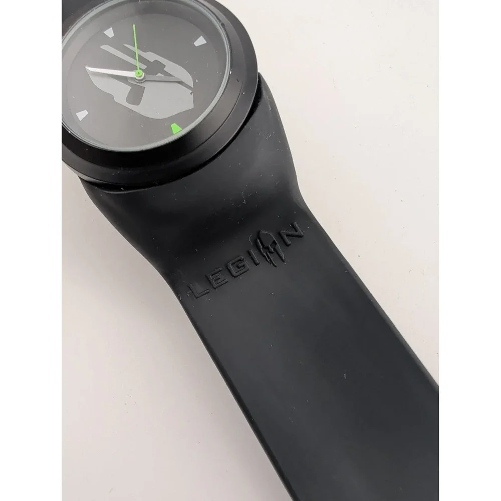 LEGION Men's Watch 42mm Case Black Slap Band- New Battery